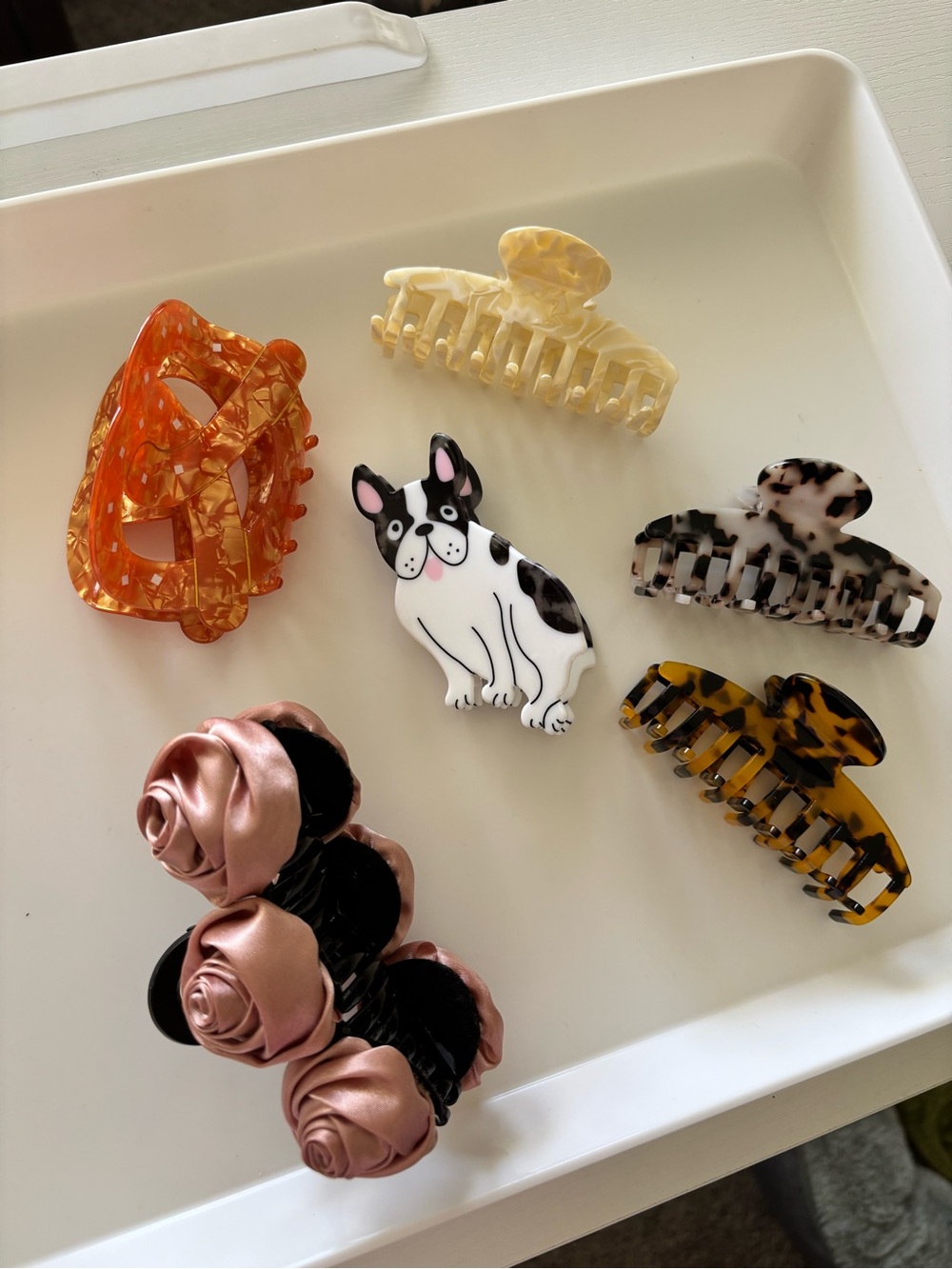 Claw Clip Accessory Bundle | Pretzel, Bulldog, Floral & marbled | 6 Pieces